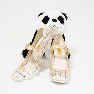 Multi color Coach canvas Mary Jane heels
